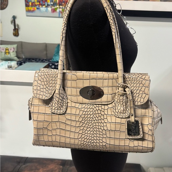 Govali Handbags - Y2K❤️Govali Crocodile-Embossed Cream Handbag